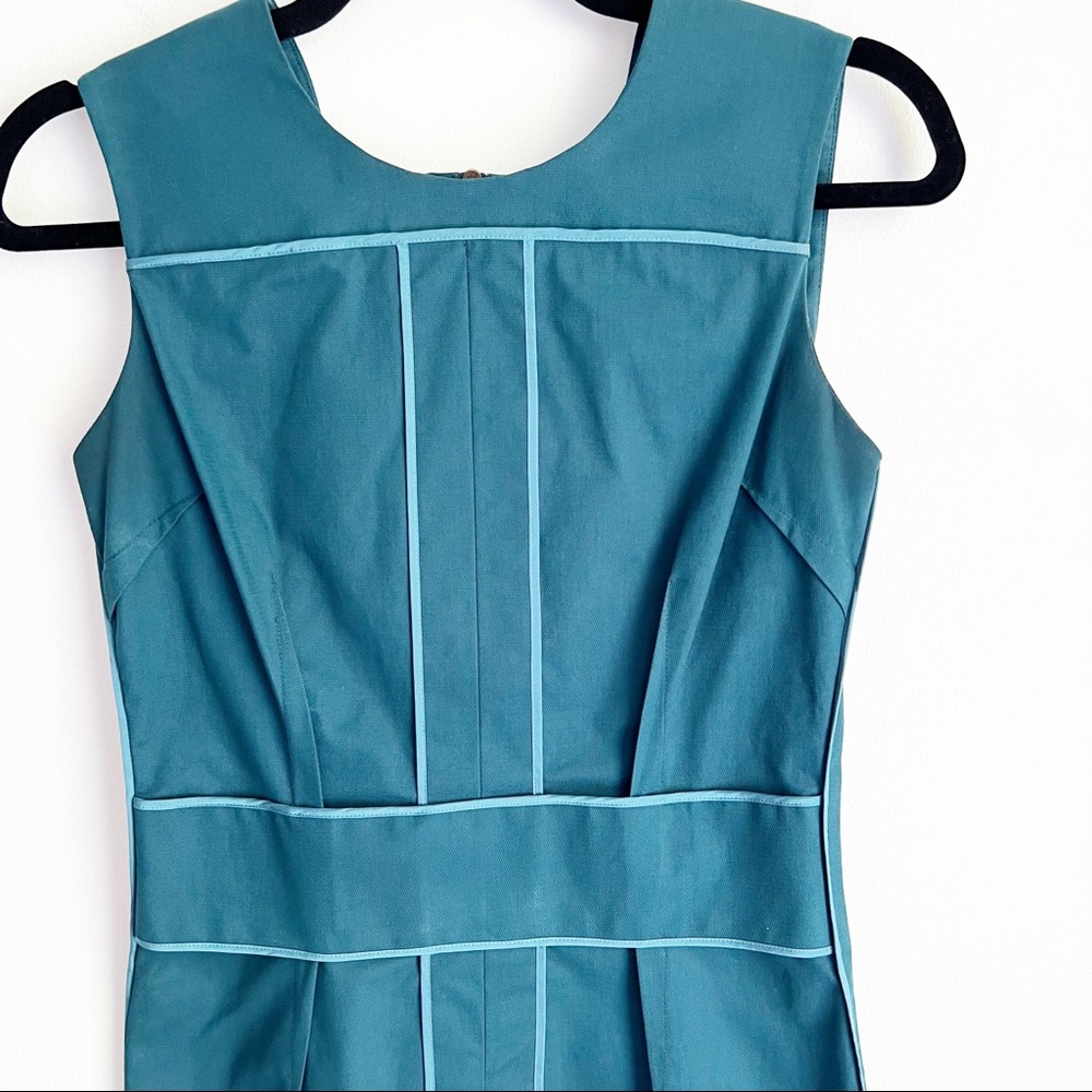 SoCa St John Teal Piped Sheath Dress Size 2 - Picture 2 of 6